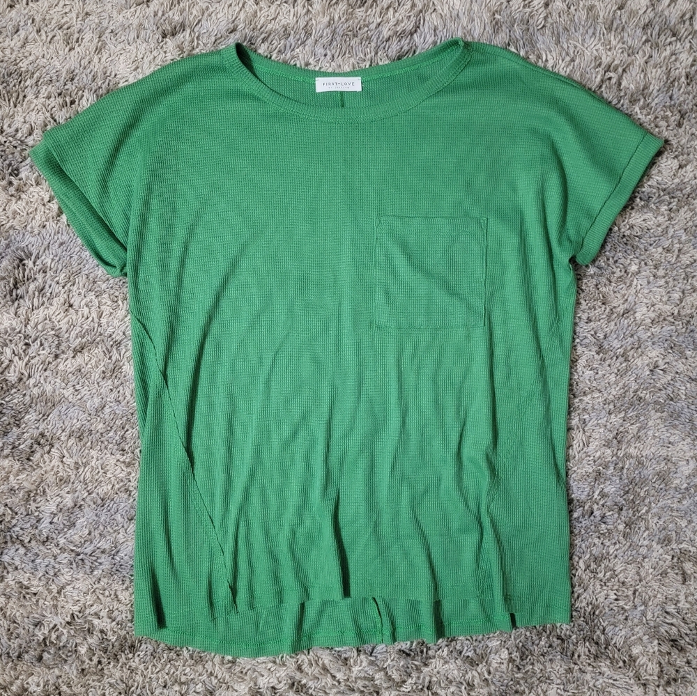 Green waffle knit Tshirt